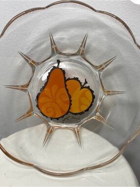 Georges Briard Glass Bowl with Orange Pear Design